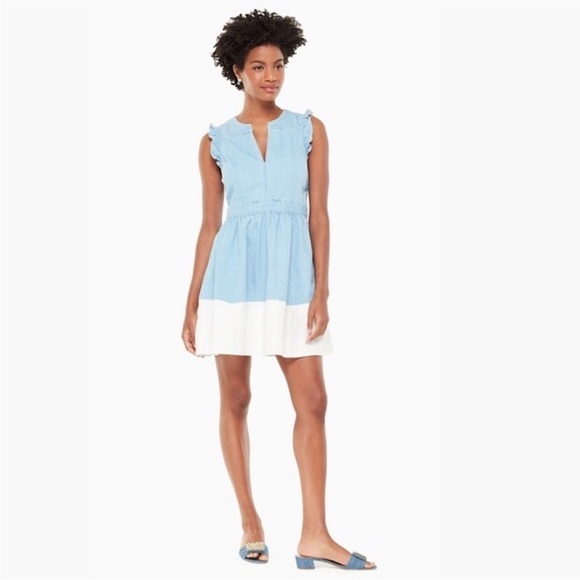 Kate Spade • Blue Cream Dip Dye Denim Dress - Picture 5 of 12